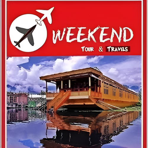 Logo of the Weekend in Kashmir company with a scenic view of Kashmir