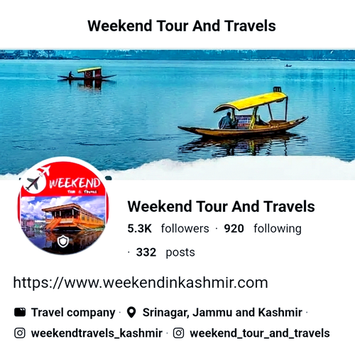Weekend Tour And Travels official profile featuring Dal Lake Srinagar - Best travel agency in Kashmir - weekendinkashmir.com